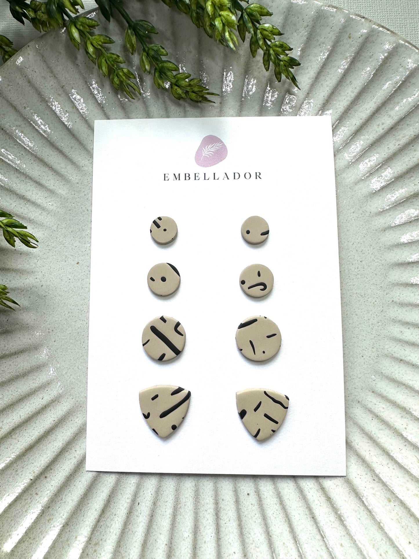 Abstract Lines in Latte Stud Earring