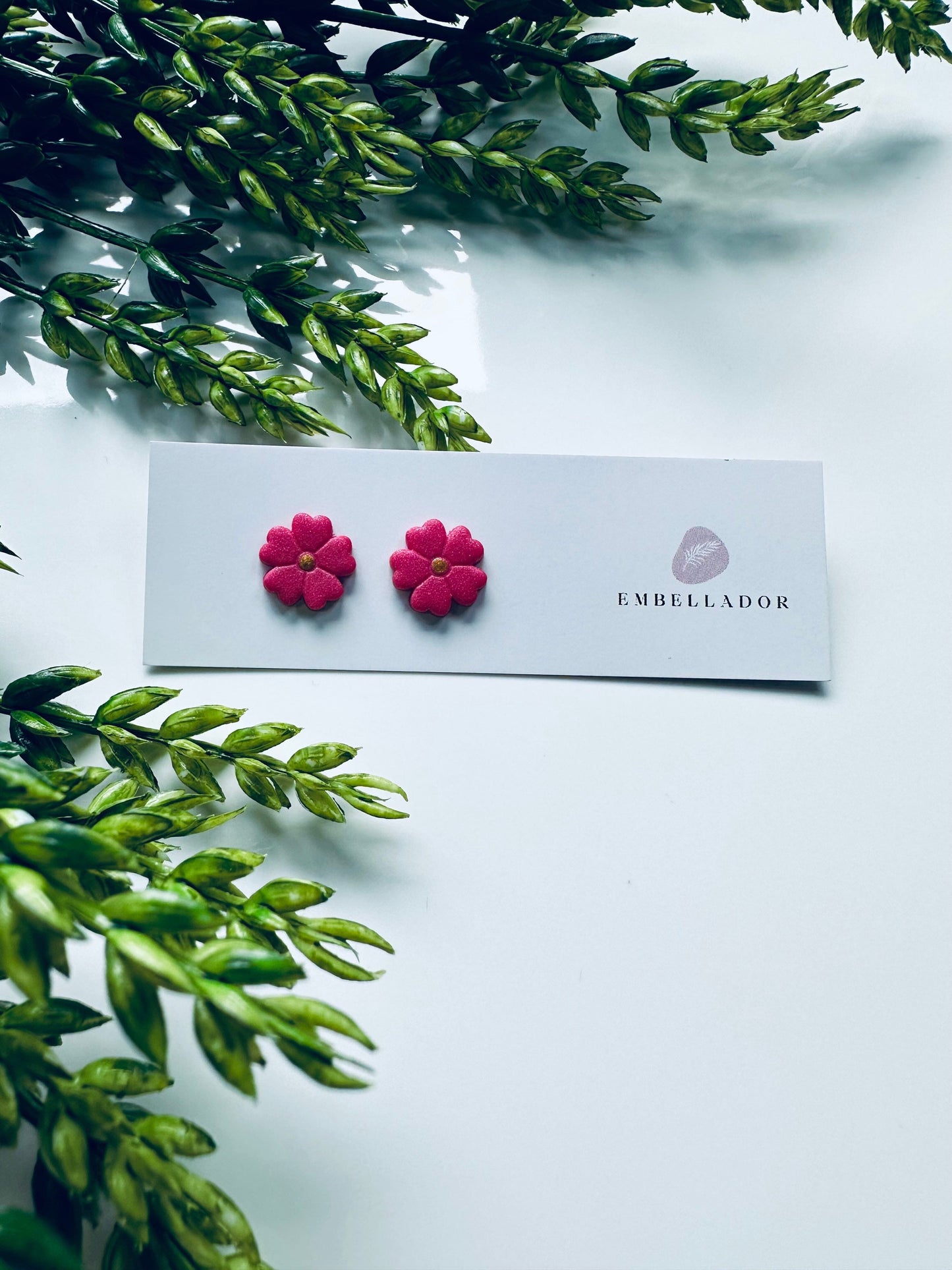 Mini Flower Stud Earrings Embellador Magenta Shimmer 