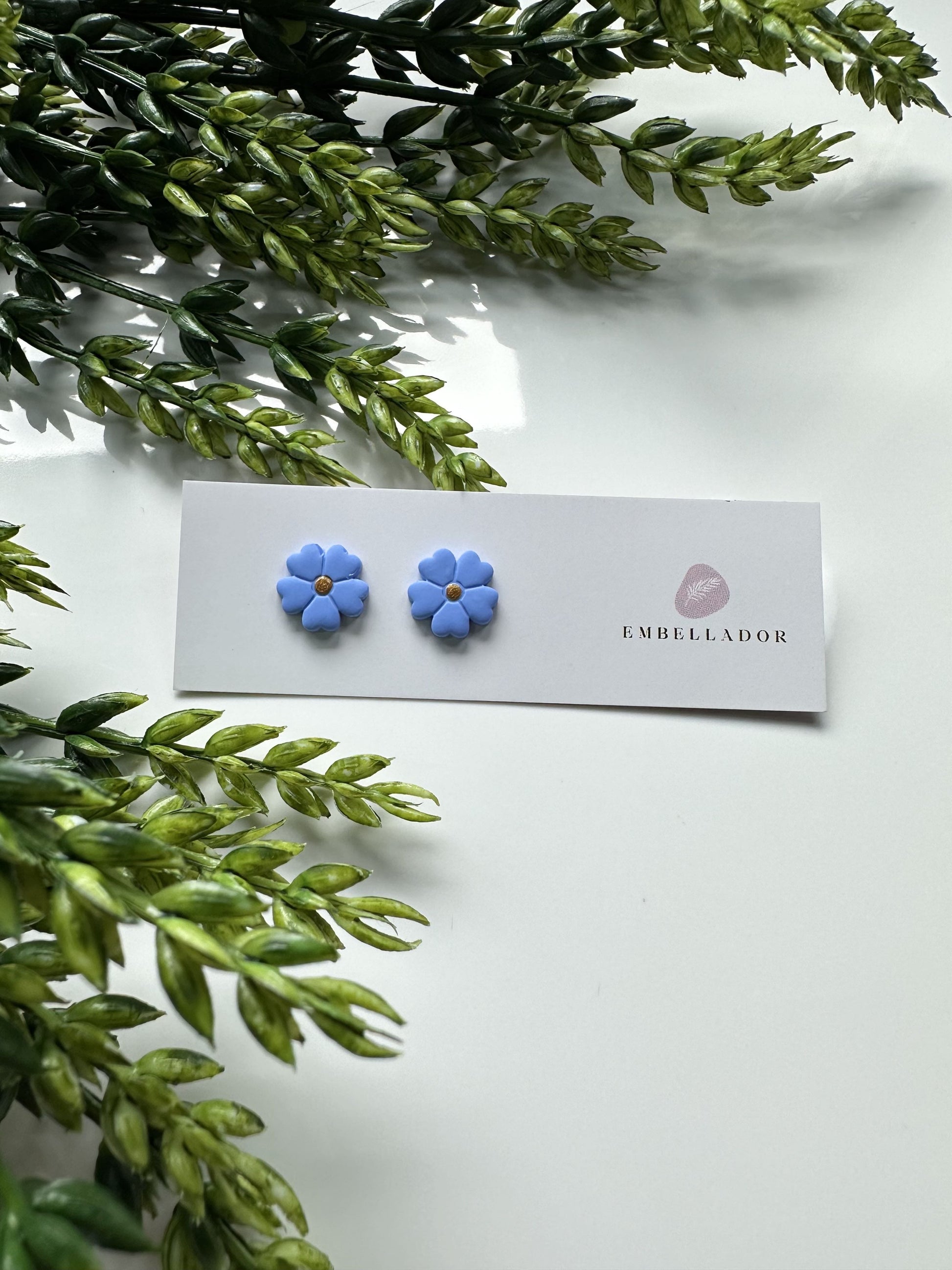 Mini Flower Stud Earrings Embellador Sky Blue 