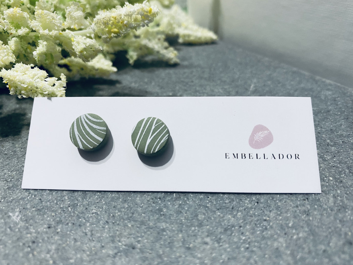 Mini Stud in Sage Leaf Jewelry Embellador 